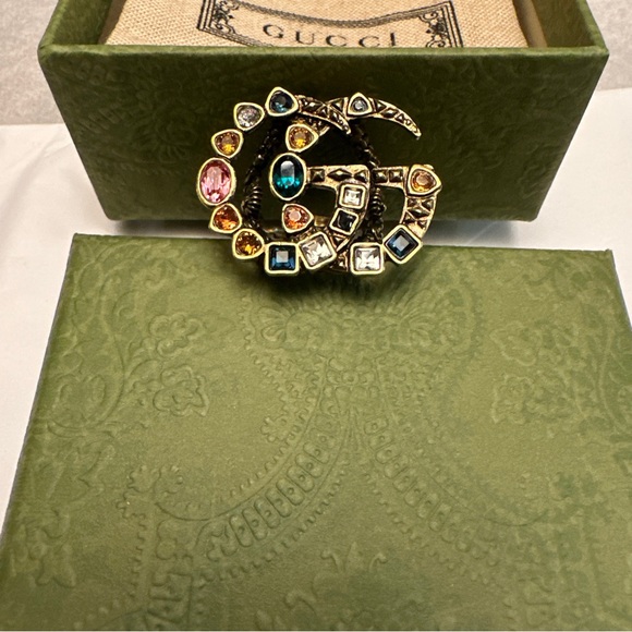 Gucci Jewelry - NWOT GUCCI  Multicolor Crystal GG Ring  w/box and dust bag